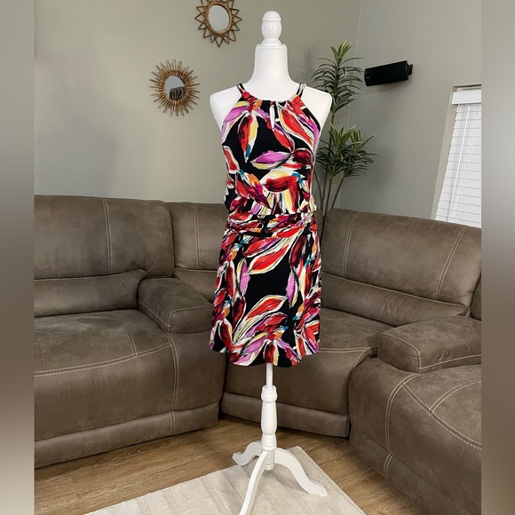 VIBRANT Patterned Sleeveless Keyhole Dress by Valerie Bertinelli Sz 6 - Picture 1 of 9